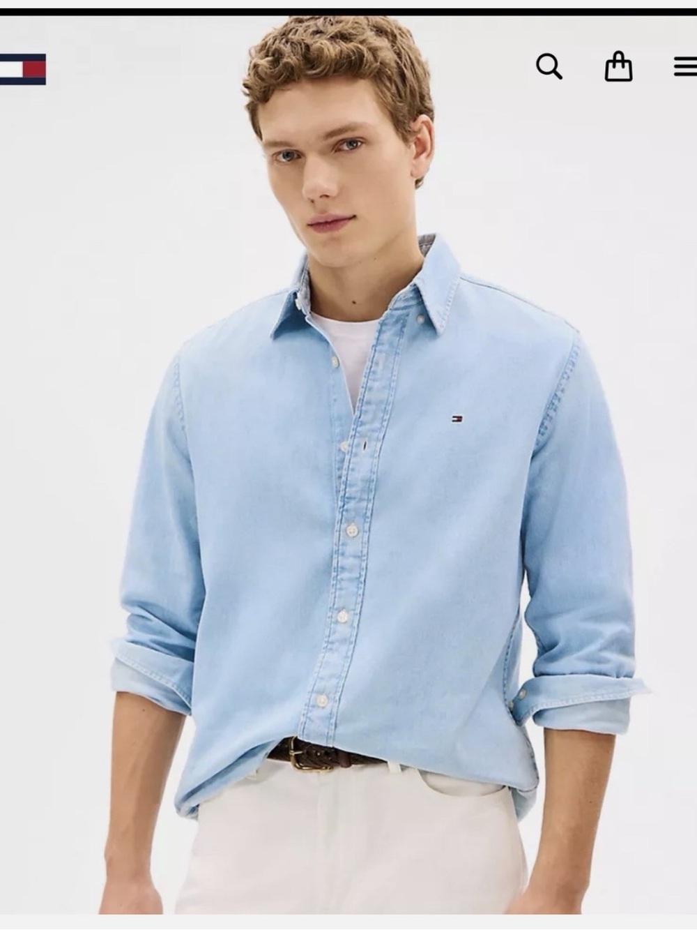 Tommy Hilfiger Men Regular Fit Denim Shirt Sz XXL Button Down Cotton Collar NWT